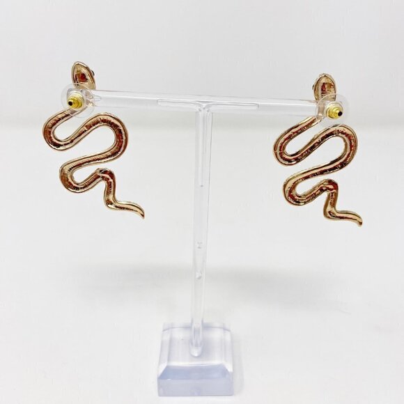 Gold Snake Crystal Body Statement Earrings - Picture 5 of 7